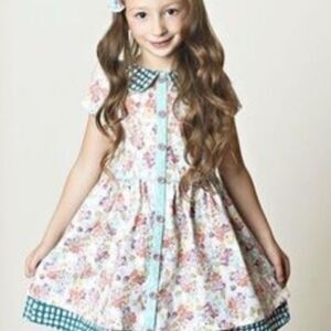 Matilda Jane Friends Forever Dawn Dress Peter Pan Collar Floral Sz 4